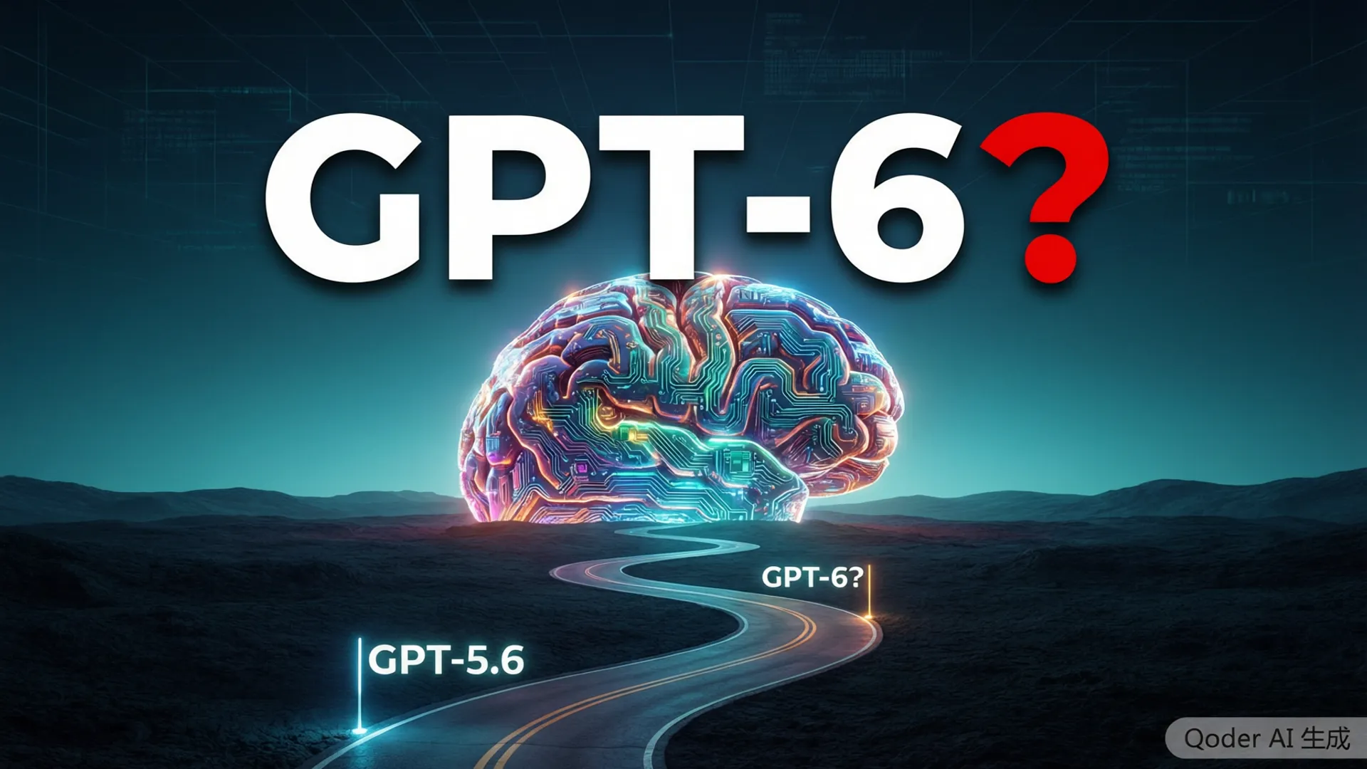 Speculative GPT-6 model visualization with future timeline roadmap elements